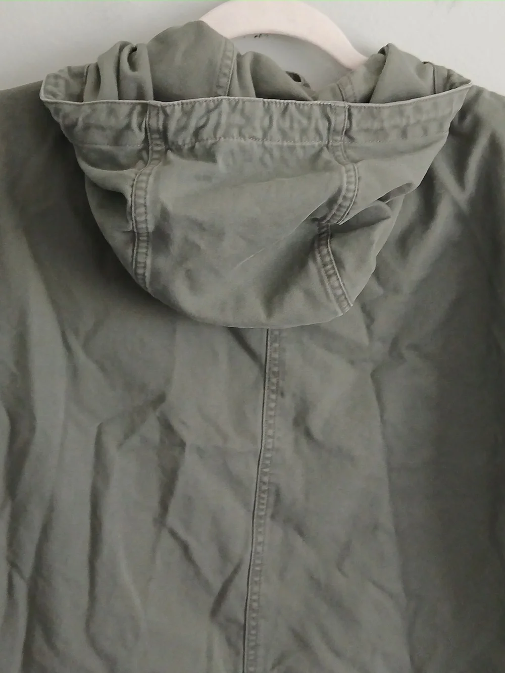 Eddie Bauer Women's Vintage Olive Green Chore Coat Zip Up With Hood Size Large